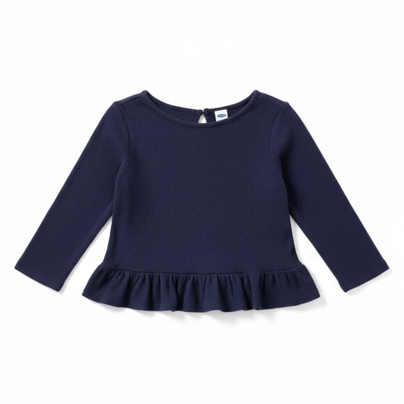 Old Navy Girls Lightweight Sweater Top Size 2T Blue Ruffle Hem - Picture 1 of 6